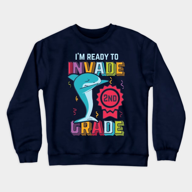 I'm ready to invade 2nd grade Dabbing shark Crewneck Sweatshirt by TheBlackCatprints